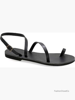 Handmade Leather Flat Sandals with Adjustable Buckle Strap, Boho Chic Ankle Cuff
